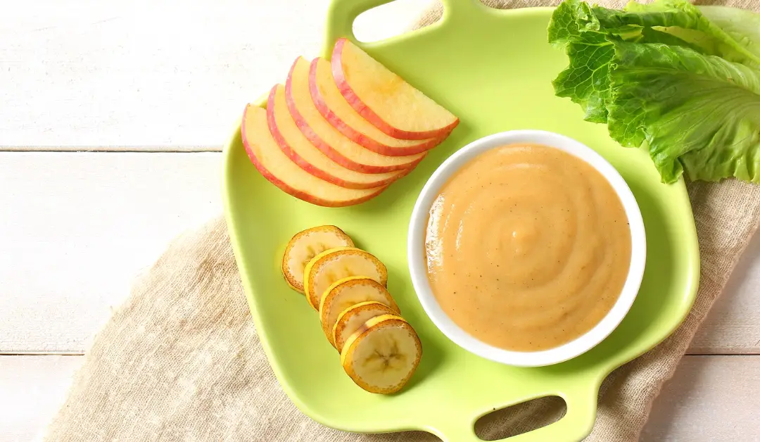 Organic baby food with apple and banana
