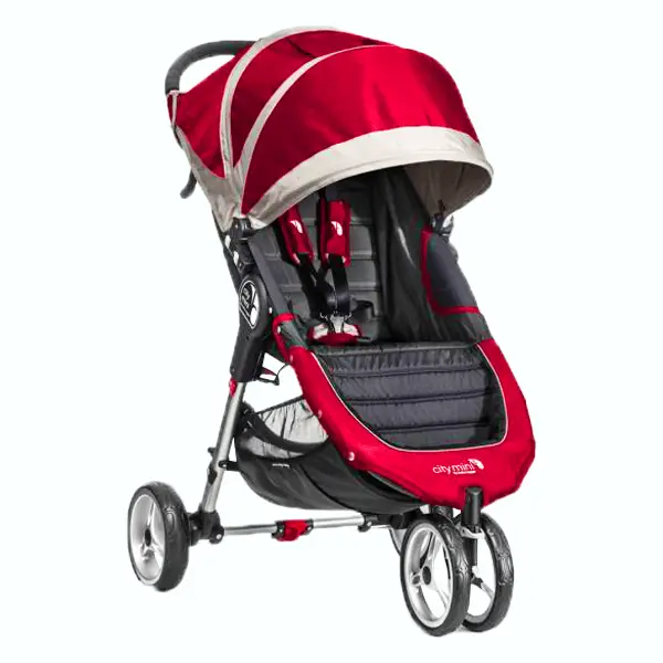 Red Baby Jogger City Mini stroller facing forward