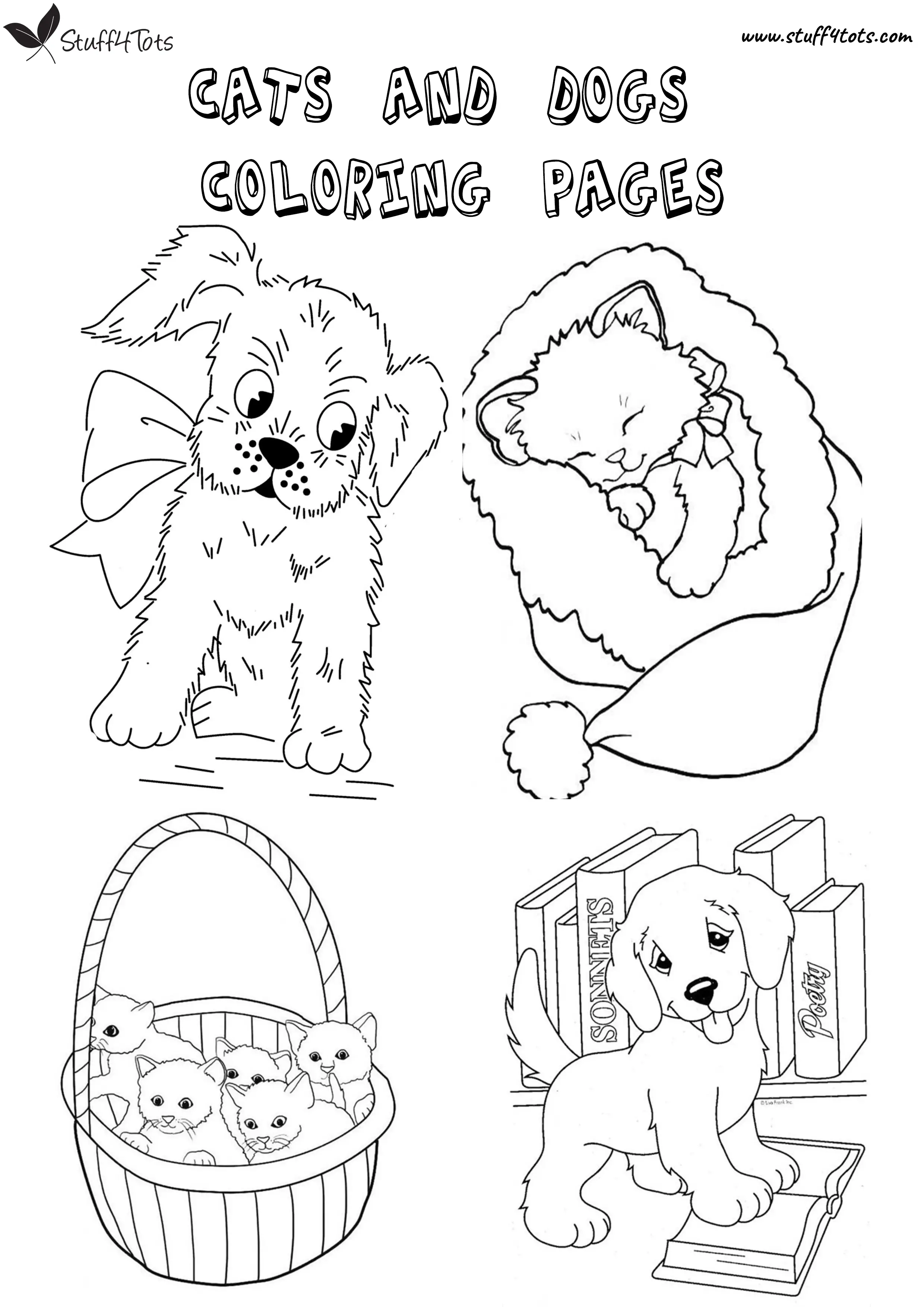 Cats and Dogs coloring page