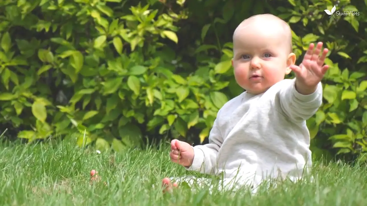 Cute Baby Sitting on Grass
