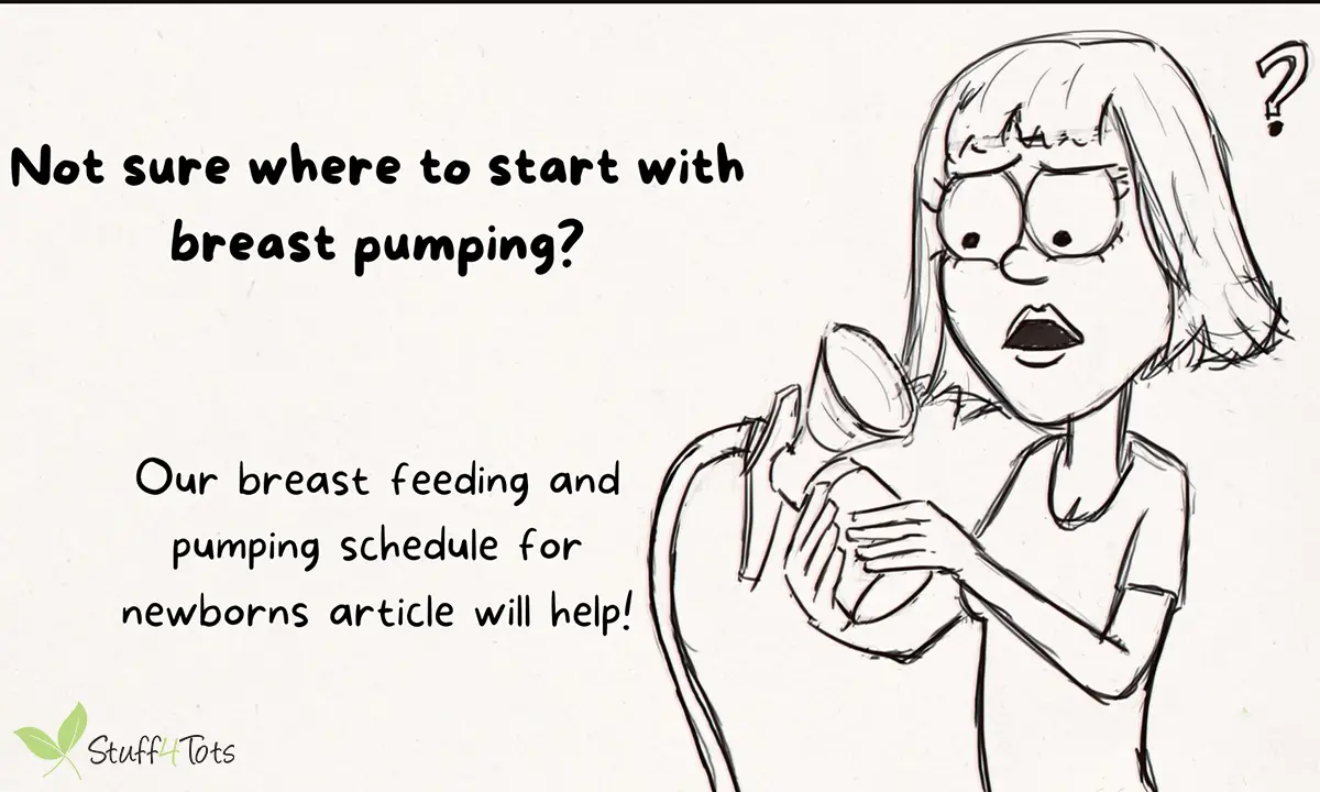 Stencil of a confused mom on how to use a breast pump