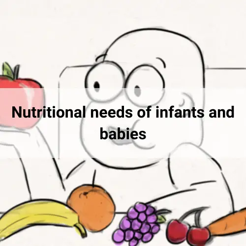 Cartoon image of a baby eating fruits