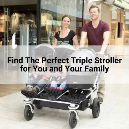 parents pushing 3 kids in a triple stroller