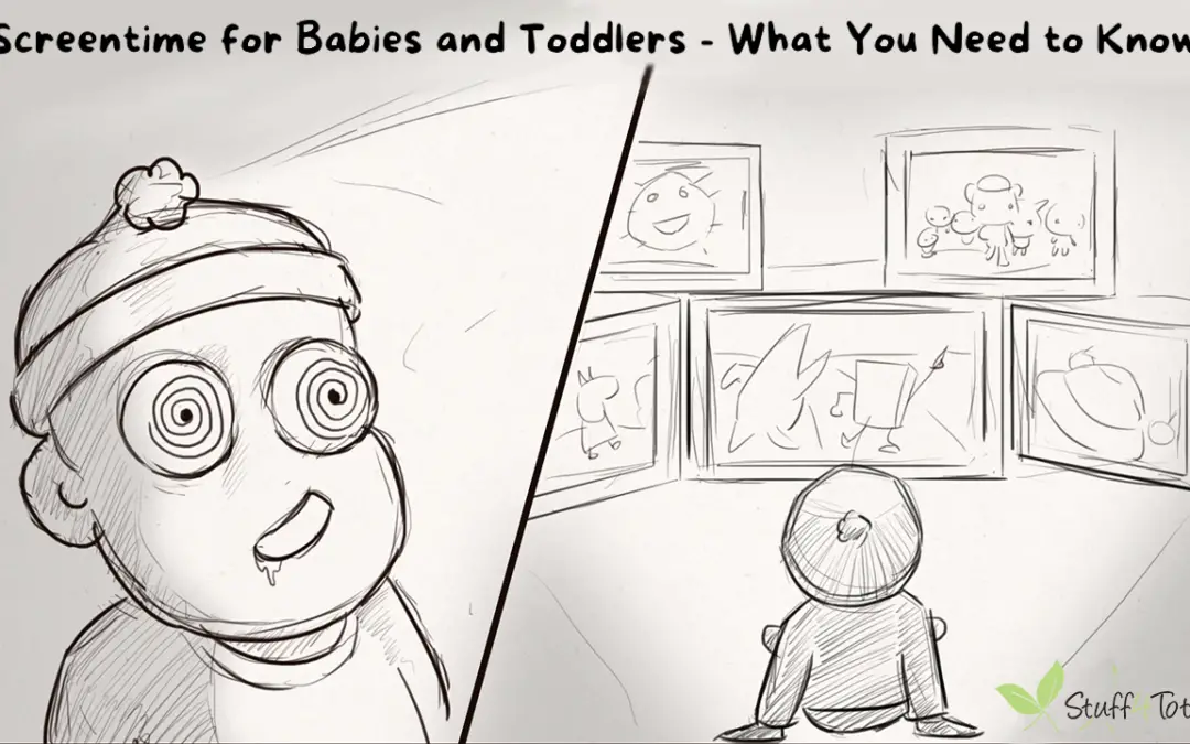 illustration of a toddler watching tv