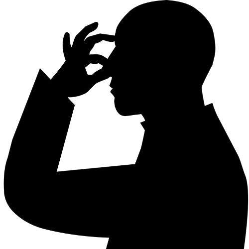 Man holding nose silhouette