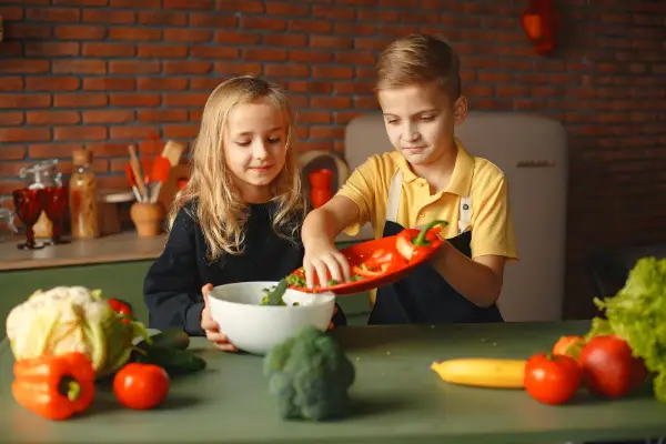 Kids preparing food