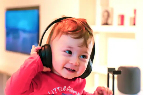 Baby with headset