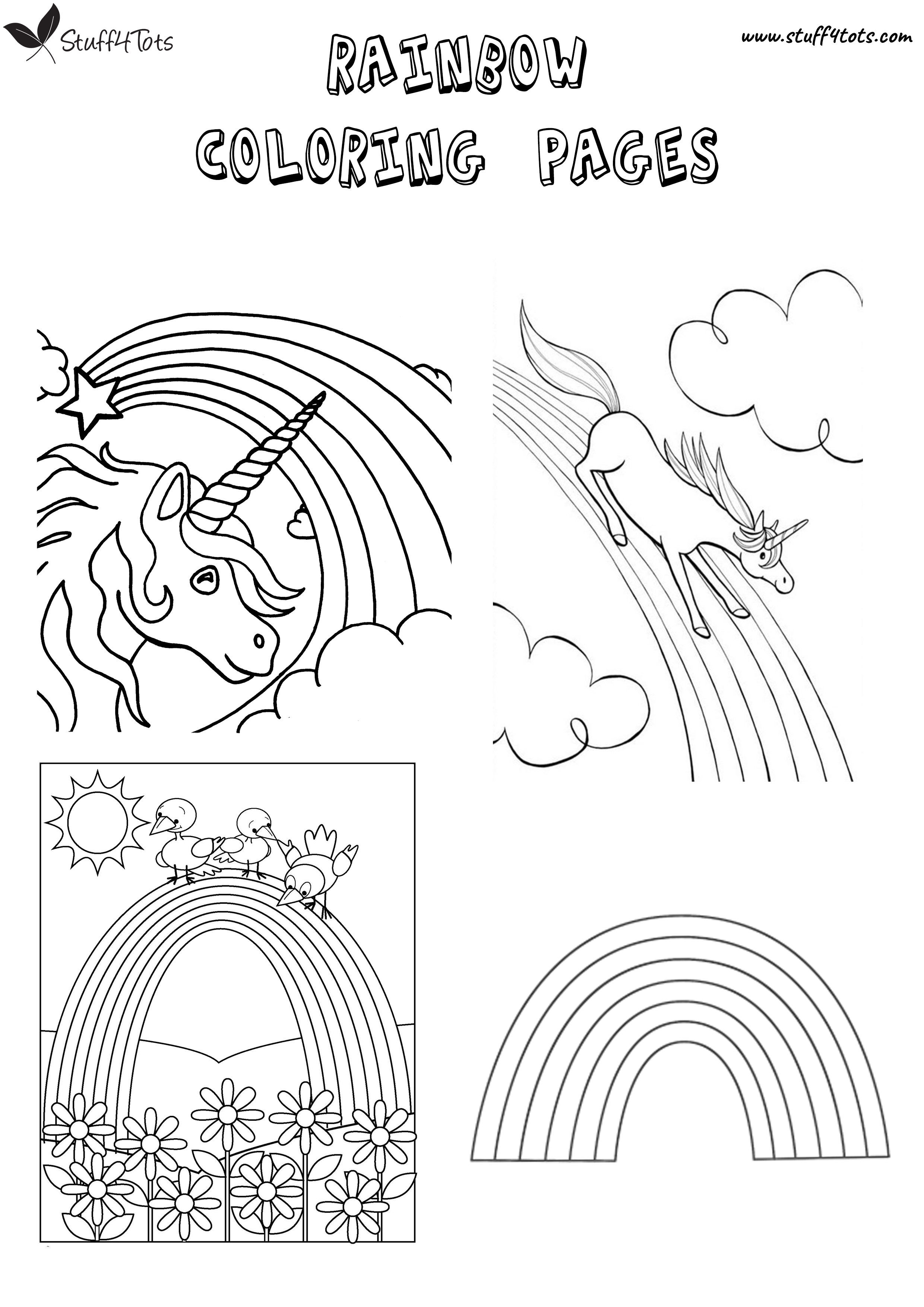 Rainbow themed coloring page